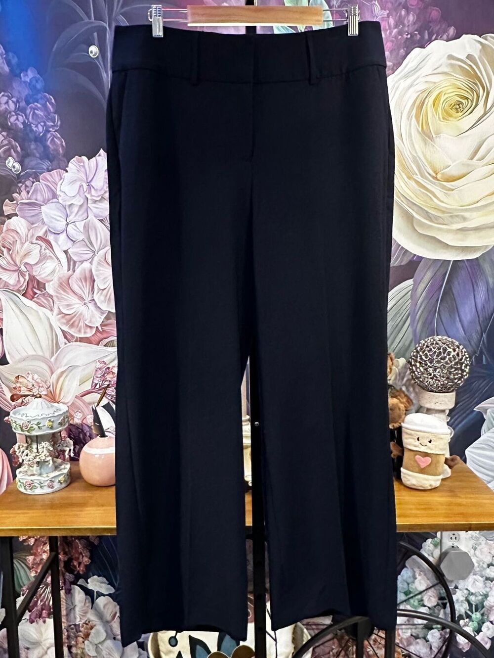 Lane Bryant 16 Wide Leg Trouser Dress Pants Stretch Plus Workwear Dark Navy Blue